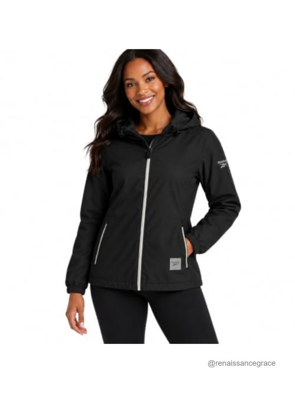 Womens Lightweight Rain Jacket Full-Zip Hooded Water Resistant